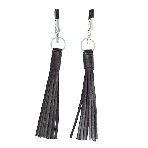 The Nipple Clamps With Black Leather Tassels from Forbidden Passion