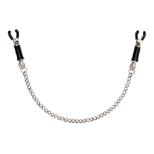 The Silver Nipple Clamps With Chain from Forbidden Passion