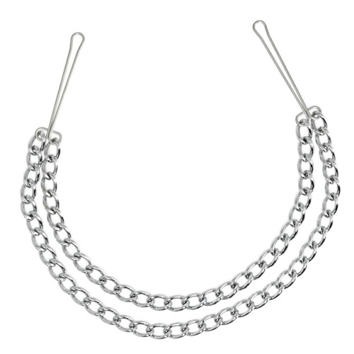 The Silver Nipple Clamps With Double Chain from Forbidden Passion