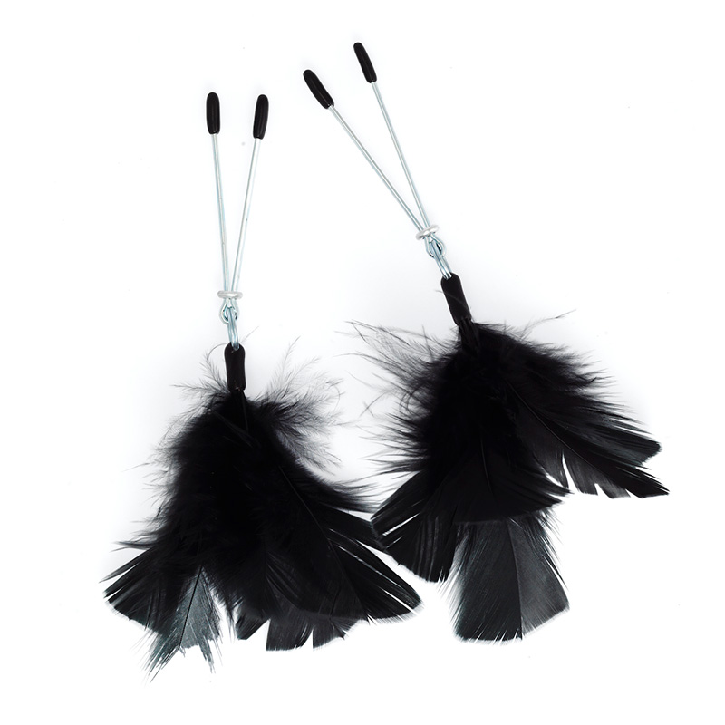 The Black Feather Nipple Clamps from Forbidden Passion