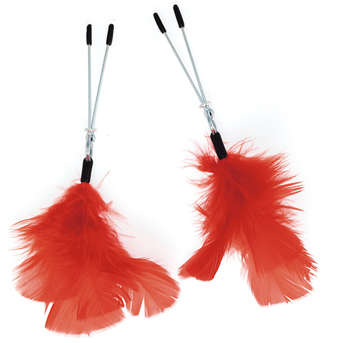 The Red Feather Nipple Clamps from Forbidden Passion